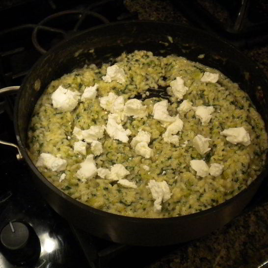 Рецепт ризотто со шпинатом и козьим сыром