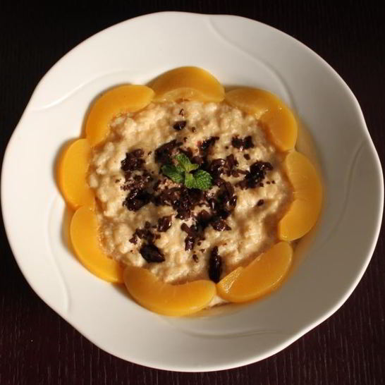 Рецепт ванильного ризотто с персиками и шоколадом