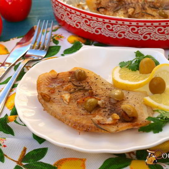 Рецепт филе тилапии запеченное с лимоном и оливками