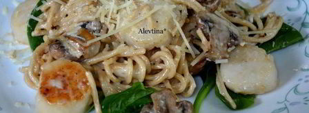 гребешки с грибами и шпинатом. Шаг 3