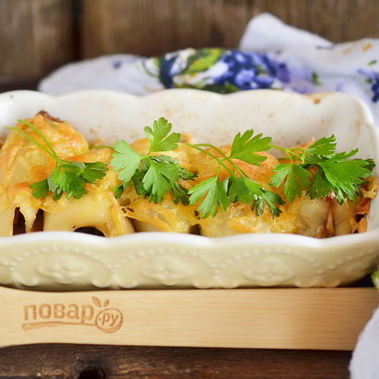 Рецепт кальмары, фаршированные грибами и черносливом