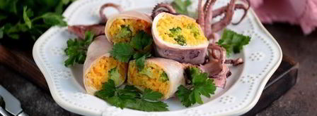 кальмары, фаршированные рисом и овощами. Шаг 10