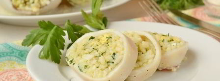 кальмары фаршированные рисом и яйцом. Шаг 14