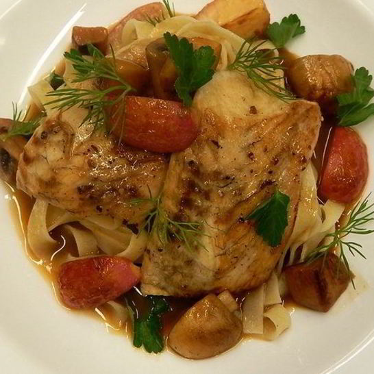 Рецепт камбалы с шампиньонами