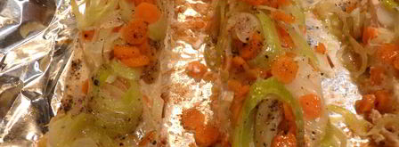 лосось с луком пореем и морковью. Шаг 5