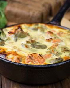 Рыба запеченная с кабачками