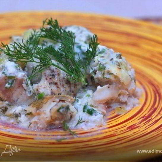 Рецепт судака со сметанныма соусома и брюссельского капустого