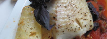 треска на подушке из томатов, базилика и оливок. Шаг 8