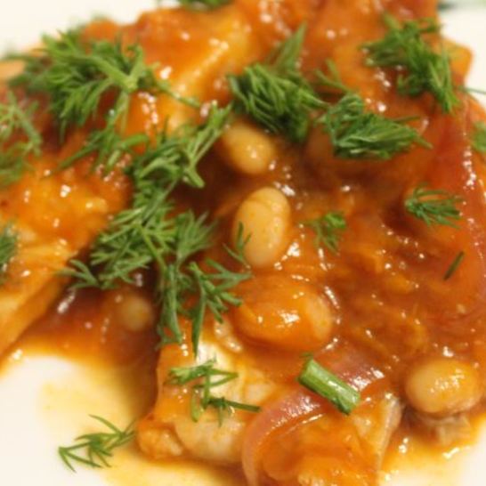 Рецепт тушеной рыбы с фасолью