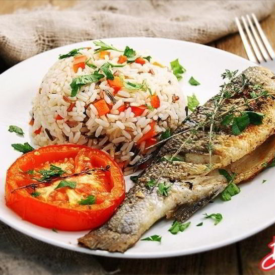 Рецепт запеченного сибаса со смесью 4 риса