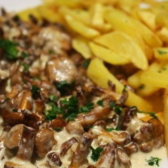 Рецепт жареных лисичек со сливками