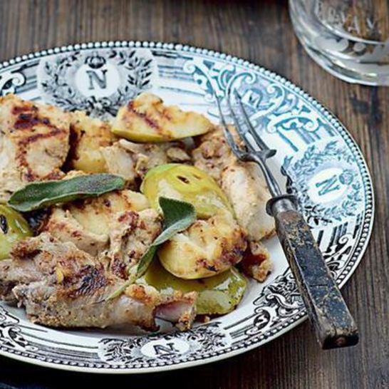 Рецепт шашлыка из горчичной цесарки с яблоками