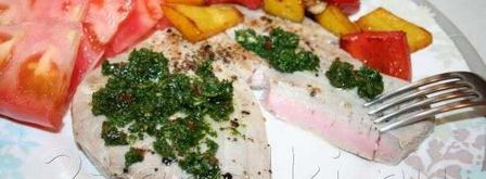 стейк из тунца с острым зеленым соусом. Шаг 19