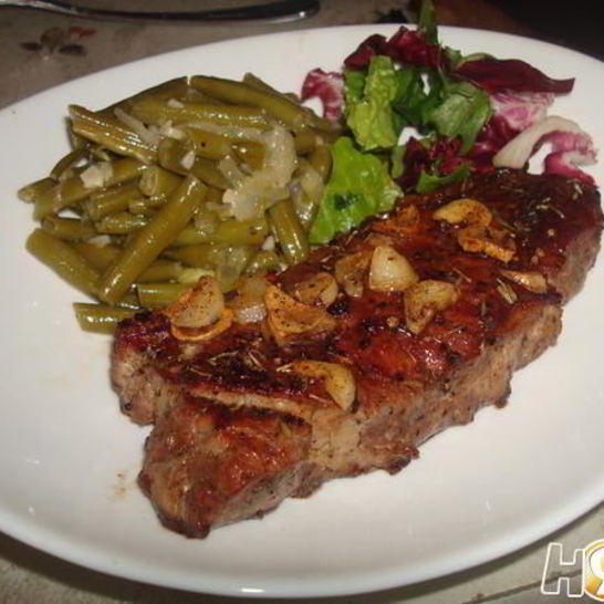 Рецепт стриплойна — стейка с зеленого фасолью