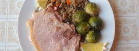 свиные стейки с грибами и брюссельской капустой. Шаг 4