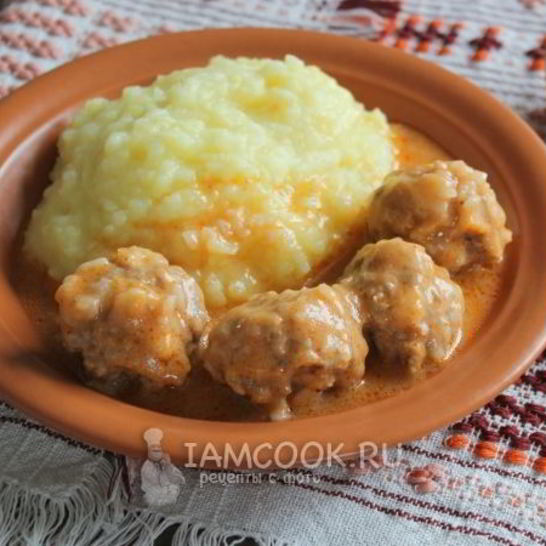 Рецепт тефтелей с рисом с подливкой в мультиварке