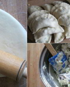 Вареники с картошкой, грибами и зеленью