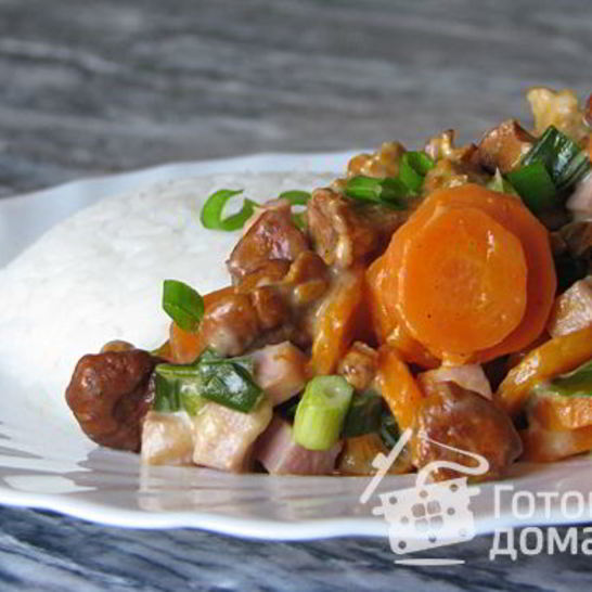 Рецепт морковного жаркого с лисичками