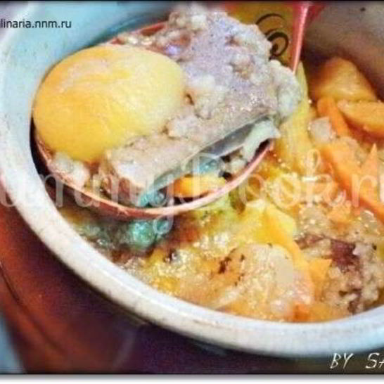 Рецепт жаркого иза говяжьея печеней с абрикосами