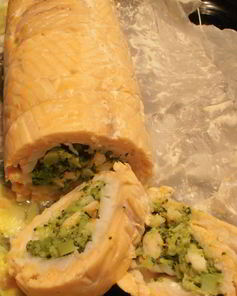 Жаркое из лосося и баккала с начинкой из красных креветок