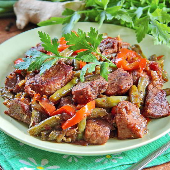 Рецепт жаркого из свинины и зеленой фасоли