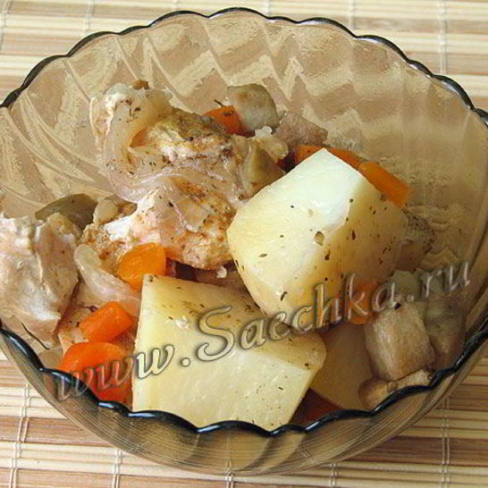 Рецепт жаркого с курицей в мультиварке