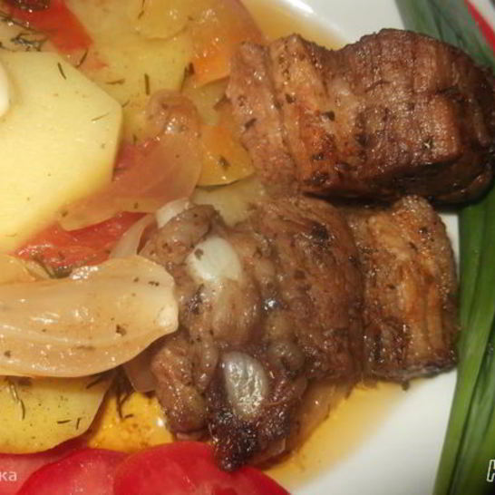 Рецепт жаркого с овощным рагу