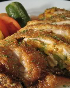 Зразы из говядины с грибами, рисом и зеленым горошком