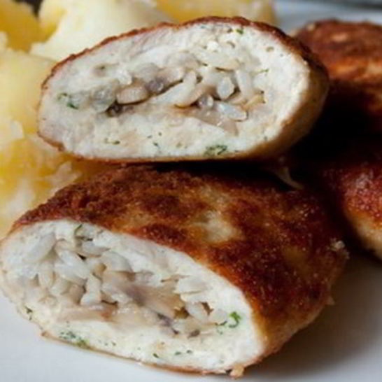 Рецепт зраз из курицы с грибами и рисом