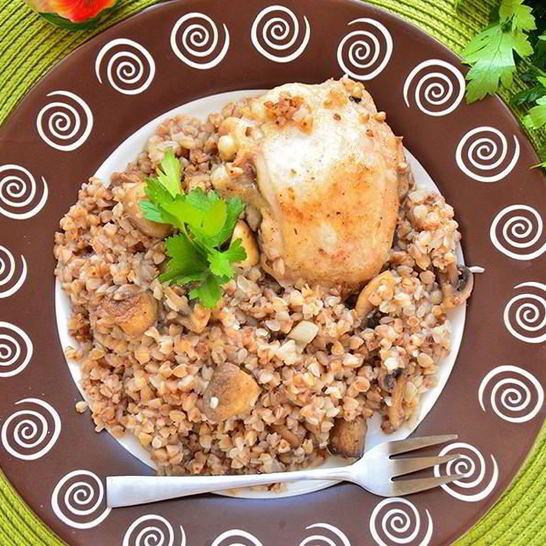 Рецепт гречки с курицей и грибами