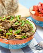 Гречка с мясом и грибами