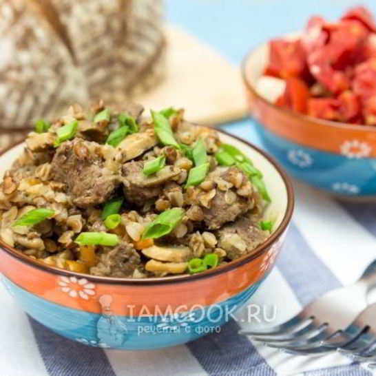 Рецепт гречки с мясом и грибами