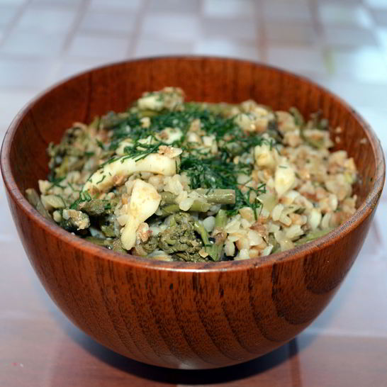 Рецепт гречки с папоротником и кальмарами