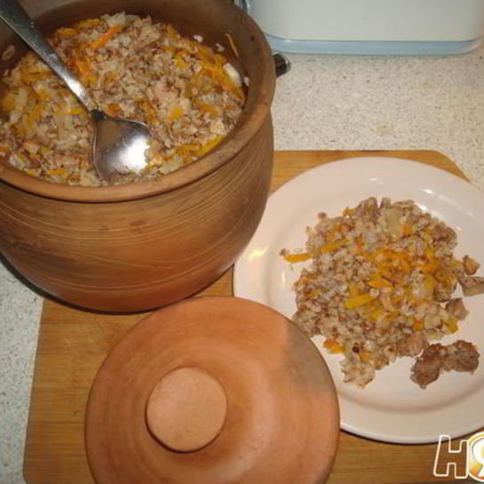 Рецепт гречки со свининой в махотке