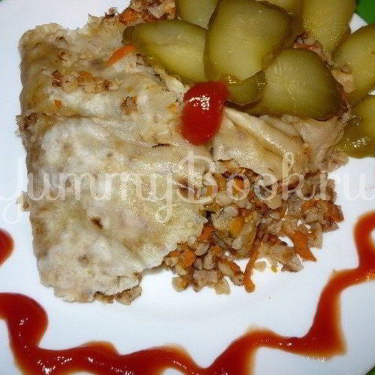 Рецепт гречневая каша c мясом в лаваше из мультиварки