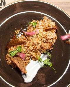 Сливочная гречка с говяжьим языком