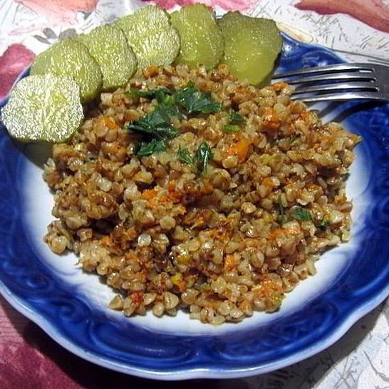 Рецепт тушеной гречневой каши с тыквой