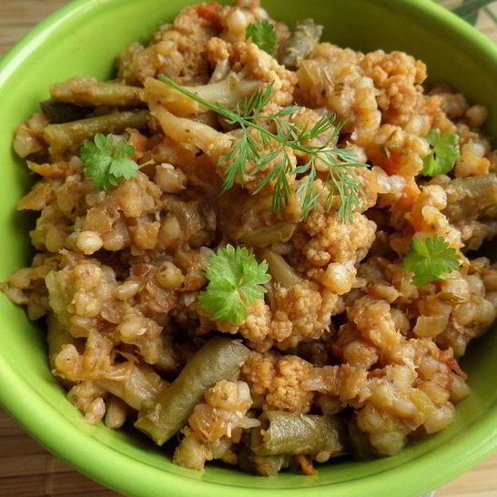 Рецепт зеленой гречки с овощами