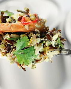 Каша карри из дикого риса с креветками