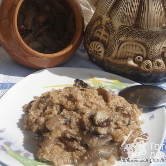 Рецепт пшеничной каши с грибами вкуснотеево