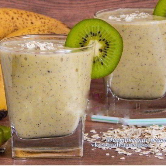 Рецепт овсяного смузи с бананом и киви