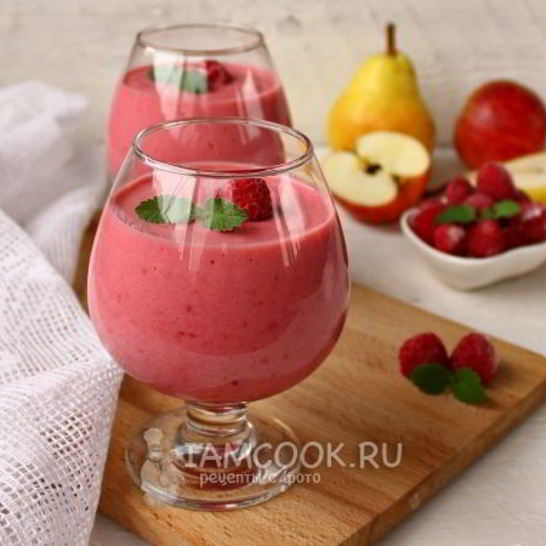 Рецепт смузей с малиной, яблоком и грушей