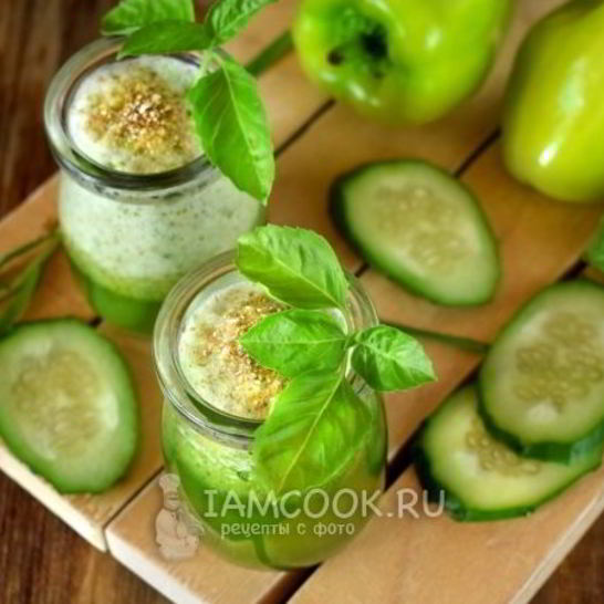 Рецепт зеленого коктейля с огурцом и перцем