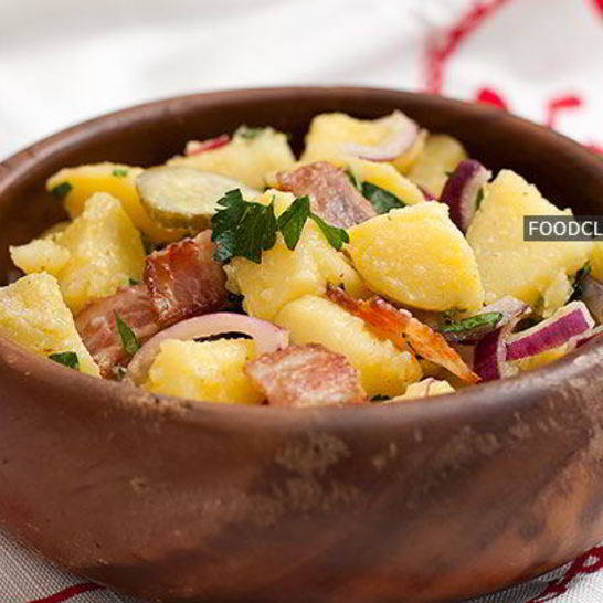 Рецепт картофельного салата с красным луком