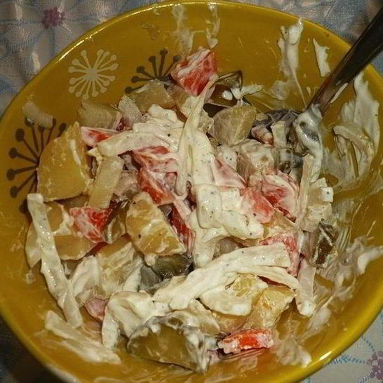 Рецепт салата картофельного с огурцами