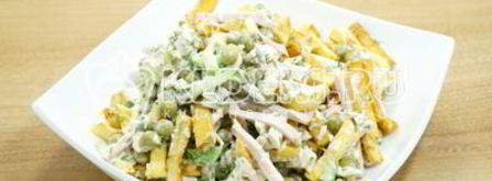 салат с картофелем фри новогодние мотивы. Шаг 8