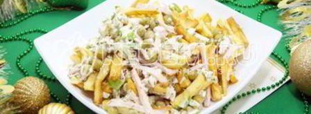 салат с картофелем фри новогодние мотивы. Шаг 9