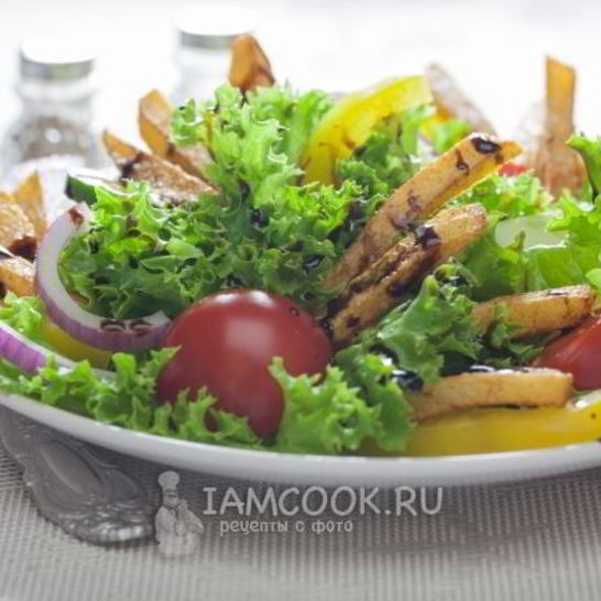 Рецепт салата с жареной картошкой соломкой