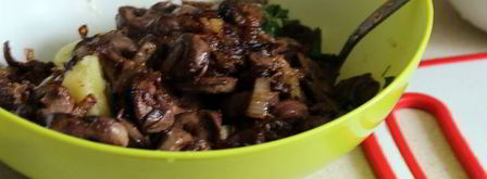 теплый картофельный салат с индюшиными сердечками. Шаг 7