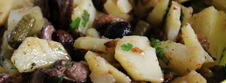 теплый картофельный салат с индюшиными сердечками. Шаг 8